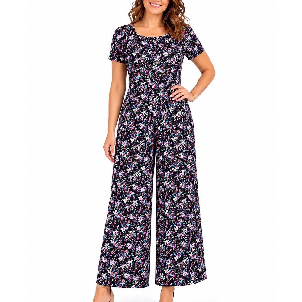 Vintage Floral Wide Leg‎ Jumpsuit Cottagecore Boho Dark Romance Euro Summer